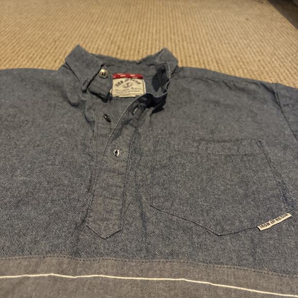 Iron and Resin Henderson SS Indigo Popover Shirt Men's Size Medium Made in USA - Picture 7 of 10